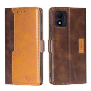 For Alcatel 1B 2022 Contrast Color Side Buckle Leather Phone Case(Dark Brown + Gold) (OEM)