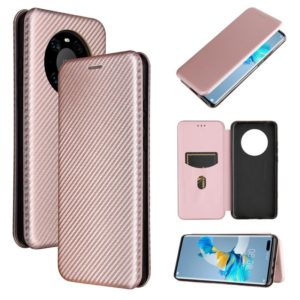 For Huawei Mate 40 Pro Carbon Fiber Texture Horizontal Flip TPU + PC + PU Leather Case with Card Slot(Pink) (OEM)