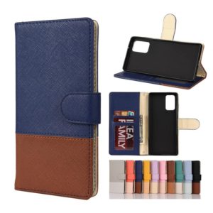 For Samsung Galaxy Note20 Ultra Color Splicing Horizontal Flip Leather Case with Holder & Card Slots & Wallet & Photo Frame(Dark Blue) (OEM)