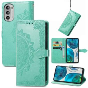 For Motorola Moto G52 Mandala Flower Embossed Horizontal Flip Leather Phone Case(Green) (OEM)