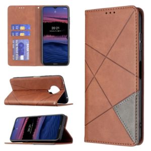 For Nokia G20 / G10 Rhombus Texture Horizontal Flip Magnetic Leather Case with Holder & Card Slots & Wallet(Brown) (OEM)