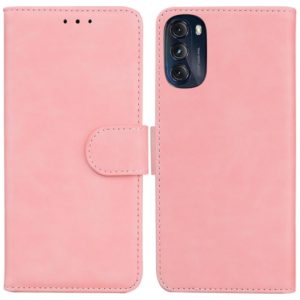 For Motorola Moto G 2022 Skin Feel Pure Color Flip Leather Phone Case(Pink) (OEM)