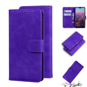 For Huawei P20 Skin Feel Pure Color Flip Leather Phone Case(Purple) (OEM)