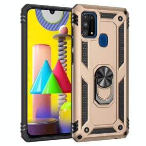 For Samsung Galaxy M31 Shockproof TPU + PC Protective Case with 360 Degree Rotating Holder(Gold) (OEM)