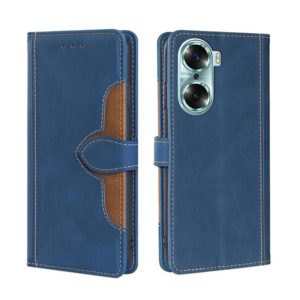 For Honor 60 Skin Feel Straw Hat Magnetic Buckle Leather Phone Case(Blue) (OEM)