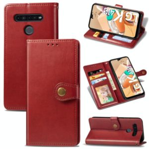 For LG K41S Retro Solid Color Leather Buckle Phone Case with Lanyard & Photo Frame & Card Slot & Wallet & Stand Function(Red) (OEM)