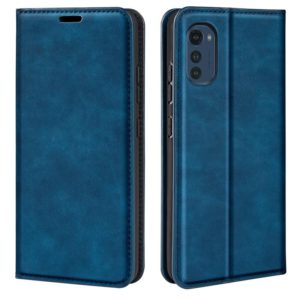 For Motorola Moto E32 4G Retro-skin Magnetic Suction Leather Phone Case(Dark Blue) (OEM)