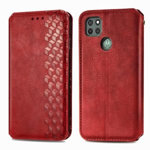 For Motorola G9 power Cubic Grid Pressed Horizontal Flip Magnetic PU Leather Case with Holder & Card Slots & Wallet(Red) (OEM)