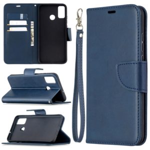 For Huawei Honor 9X Lite Retro Lambskin Texture Pure Color Horizontal Flip PU Leather Case with Holder & Card Slots & Wallet & Lanyard(Blue) (OEM)