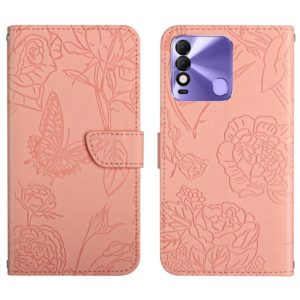 For Tecno Spark 8 HT03 Skin Feel Butterfly Embossed Flip Leather Phone Case(Pink) (OEM)