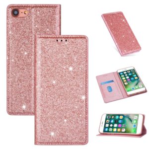 For iPhone 8 / 7 Ultrathin Glitter Magnetic Horizontal Flip Leather Case with Holder & Card Slots(Rose Gold) (OEM)