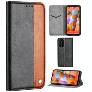 For Galaxy A11 Business Solid Color Stitching Multifunctional Horizontal Flip Leather Case with Bracket & Card Slots(Brown) (OEM)