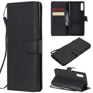 For Sony Xperia L4 Solid Color Horizontal Flip Protective Leather Case with Holder & Card Slots & Wallet & Photo Frame & Lanyard(Black) (OEM)
