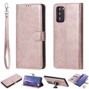 For Samsung Galaxy Note 20 Ultra 2 in 1 Solid Color Detachable PU Leather Case with Card Slots & Magnetic Holder & Photo Frame & Wallet & Strap(Rose Gold) (OEM)