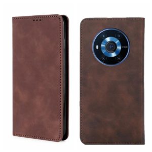 For Honor Magic3 Skin Feel Magnetic Horizontal Flip Leather Phone Case(Dark Brown) (OEM)