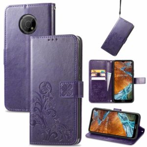 For Nokia G300 Four-leaf Clasp Embossed Buckle Leather Phone Case(Purple) (OEM)