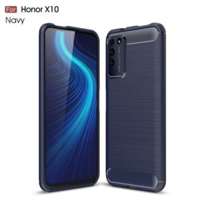 For Huawei Honor X10 Brushed Texture Carbon Fiber TPU Case(Navy Blue) (OEM)