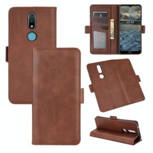 For Nokia 2.4 Dual-side Magnetic Buckle Horizontal Flip Leather Case with Holder & Card Slots & Wallet(Brown) (OEM)