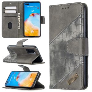 For Huawei P40 Matching Color Crocodile Texture Horizontal Flip PU Leather Case with Holder & Card Slots & Wallet(Grey) (OEM)