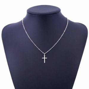 Women Fashion Bright Electroplating Cross Jewelry Necklace(Silver) (OEM)