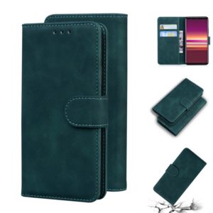 For Sony Xperia 5 Skin Feel Pure Color Flip Leather Phone Case(Green) (OEM)