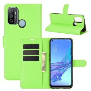 For OPPO A53 2020/OPPO A32 2020 Litchi Texture Horizontal Flip Protective Case with Holder & Card Slots & Wallet(Green) (OEM)