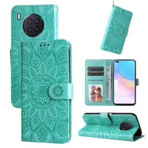 For Honor 50 Lite / Honor X20 Embossed Sunflower Leather Phone Case(Green) (OEM)