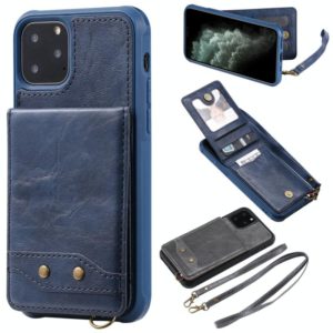 For iPhone 11 Pro Vertical Flip Wallet Shockproof Back Cover Protective Case with Holder & Card Slots & Lanyard & Photos Frames(Blue) (OEM)