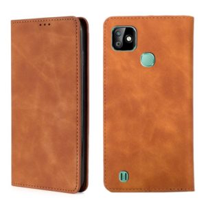For Infinix Smart HD 2021 X612 Skin Feel Magnetic Horizontal Flip Leather Case with Holder & Card Slots(Light Brown) (OEM)