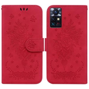 For Infinix Zero X Neo X6810 Butterfly Rose Embossed Leather Phone Case(Red) (OEM)