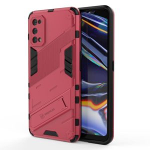 For OPPO Realme 7 Pro Punk Armor 2 in 1 PC + TPU Shockproof Case with Invisible Holder(Light Red) (OEM)
