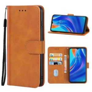 Leather Phone Case For Tecno Spark 7(Brown) (OEM)