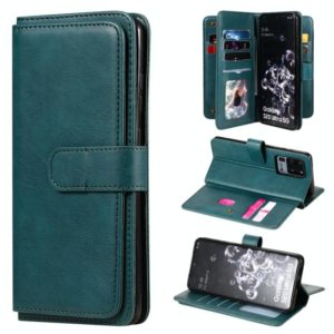 For Samsung Galaxy S20 Ultra 5G Multifunctional Magnetic Copper Buckle Horizontal Flip Solid Color Leather Case with 10 Card Slots & Wallet & Holder & Photo Frame(Dark Green) (OEM)