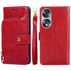 For Honor 70 Zipper Bag PU + TPU Horizontal Flip Leather Phone Case(Red) (OEM)
