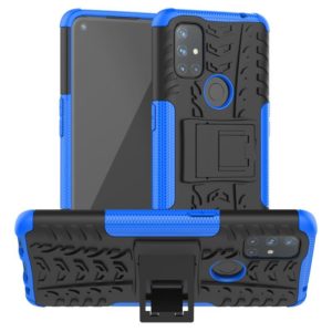 For OnePlus Nord N10 5G Tire Texture Shockproof TPU+PC Protective Case with Holder(Blue) (OEM)