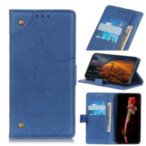 For Huawei P40 Lite E / Y7P Copper Buckle Retro Crazy Horse Texture Horizontal Flip Leather Case with Holder & Card Slots & Wallet(Blue) (OEM)