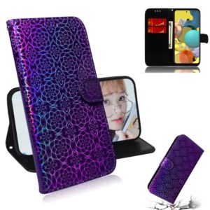 For Samsung Galaxy A51 5G Solid Color Colorful Magnetic Buckle Horizontal Flip PU Leather Case with Holder & Card Slots & Wallet & Lanyard(Purple) (OEM)