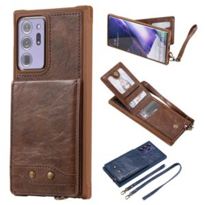 Vertical Flip Wallet Shockproof Back Cover Protective Case with Holder & Card Slots & Lanyard & Photos Frames For Samsung Galaxy Note20 Ultra(Coffee) (OEM)