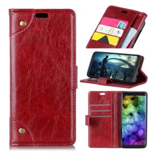 Copper Buckle Nappa Texture Horizontal Flip Leather Case for OPPO A7 / AX7, with Holder & Card Slots & Wallet(Wine Red) (OEM)