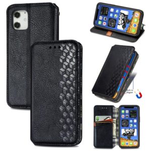 For iPhone 12 mini Cubic Grid Pressed Horizontal Flip Magnetic PU Leather Case with Holder & Card Slots & Wallet(Black) (OEM)