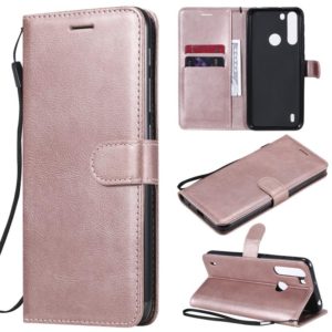 For Motorola Moto One Fuson Solid Color Horizontal Flip Protective Leather Case with Holder & Card Slots & Wallet & Photo Frame & Lanyard(Rose Gold) (OEM)