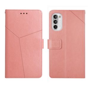 For Motorola Moto G82 Y Stitching Horizontal Flip Leather Phone Case(Rose Gold) (OEM)