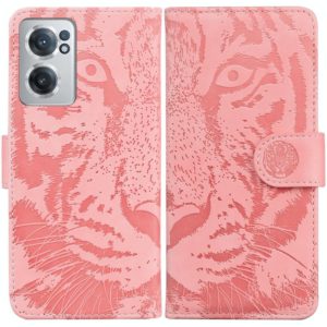 For OnePlus Nord CE 2 5G Tiger Embossing Pattern Horizontal Flip Leather Phone Case(Pink) (OEM)