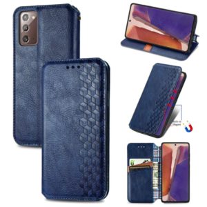 For Samsung Galaxy Note20 Ultra Cubic Grid Pressed Horizontal Flip Magnetic PU Leather Case with Holder & Card Slots & Wallet(Blue) (OEM)