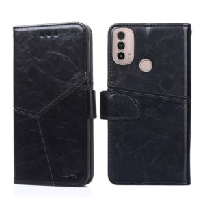 For Motorola Moto E40 Geometric Stitching Horizontal Flip Leather Phone Case(Black) (OEM)
