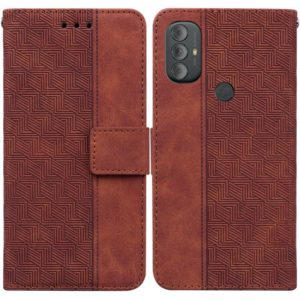 For Motorola Moto G Power 2022 Geometric Embossed Leather Phone Case(Brown) (OEM)