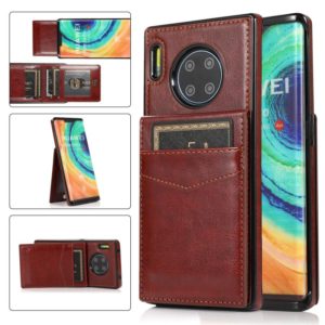 For Huawei Mate 30 Pro Solid Color PC + TPU Protective Case with Holder & Card Slots(Brown) (OEM)
