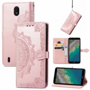 For Nokia C01 Plus Mandala Embossing Pattern Horizontal Flip Leather Case with Holder & Card Slots & Wallet & Lanyard(Rose Gold) (OEM)
