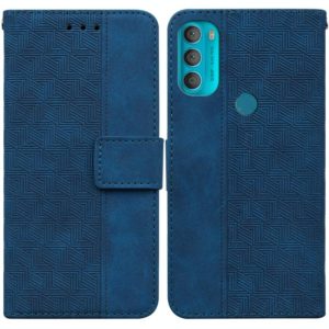 For Motorola Moto G71 Geometric Embossed Leather Phone Case(Blue) (OEM)