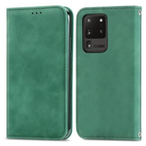 For Samsung Galaxy S20 Ultra Retro Skin Feel Business Magnetic Horizontal Flip Leather Case with Holder & Card Slots & Wallet & Photo Frame(Green) (OEM)